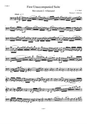 Bach Unaccompanied Suite No.1: Movement 2: Allamand. Arranged for Four Celli