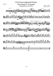 Bach Unaccompanied Suite No.1: Movement 3: Courante. Arranged for Four Celli