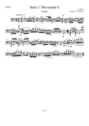 Bach Unaccompanied Suite No.1: Movement 4: Lento. Arranged for Four Celli